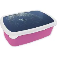 MuchoWow Broodtrommel Roze - Lunchbox - Brooddoos - Zwaardvis - Blauw - Water - 18x12x6 cm - Kinderen - Meisje