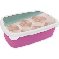 MuchoWow Broodtrommel Roze - Lunchbox - Brooddoos - Zomer - Parasols - Strand - Zee - 18x12x6 cm - Kinderen - Meisje