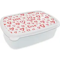 MuchoWow Broodtrommel Wit - Lunchbox - Brooddoos - Love - Liefde - Liefdes cadeau - 18x12x6 cm - Volwassenen