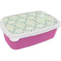 MuchoWow Broodtrommel Roze - Lunchbox - Brooddoos - Groen - Blauw - Bloem - Design - 18x12x6 cm - Kinderen - Meisje