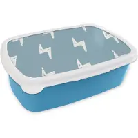 MuchoWow Broodtrommel Blauw - Lunchbox - Brooddoos - Jongens - Patronen - Kinderen - Bliksem - 18x12x6 cm - Kinderen - Jongen