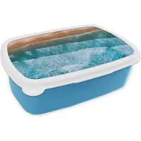 MuchoWow Broodtrommel Blauw - Lunchbox - Brooddoos - Zee - Golf - Patroon - 18x12x6 cm - Kinderen - Jongen