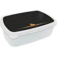 MuchoWow Broodtrommel Wit - Lunchbox - Brooddoos - Bad eend in fel licht op zwarte achtergrond - 18x12x6 cm - Volwassenen