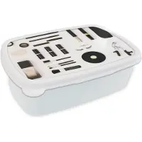 MuchoWow Broodtrommel Wit - Lunchbox - Brooddoos - Set met make-up - 18x12x6 cm - Volwassenen