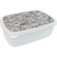 MuchoWow Broodtrommel Wit - Lunchbox - Brooddoos - Patroon - Italië - Huis - 18x12x6 cm - Volwassenen