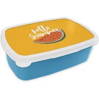 MuchoWow Broodtrommel Blauw - Lunchbox - Brooddoos - Zomer - Watermeloen - Oranje - 18x12x6 cm - Kinderen - Jongen