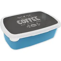 MuchoWow Broodtrommel Blauw - Lunchbox - Brooddoos - Study - Studeren - Koffie - Studenten - Quote - 18x12x6 cm - Kinderen - Jongen