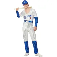 Smiffys Kostuum -M- Elton John Deluxe Sequin Baseball Wit/Blauw