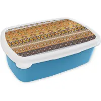 MuchoWow Broodtrommel Blauw - Lunchbox - Brooddoos - Patronen - Afrika - Abstract - 18x12x6 cm - Kinderen - Jongen