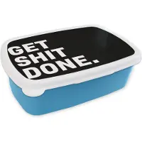 MuchoWow Broodtrommel Blauw - Lunchbox - Brooddoos - Spreuken - Get shit done - Quotes - 18x12x6 cm - Kinderen - Jongen