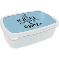 MuchoWow Broodtrommel Wit - Lunchbox - Brooddoos - Zwemmen - Surfen - Zomer - Spreuken - 18x12x6 cm - Volwassenen
