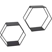 Loft42 Hexagon Set van 2 Wandboxen Zeshoek - Zwart - 41x36x15