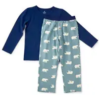 Little label pyjama met dierenprint van katoen blauw Jongens Stretchkatoen Ronde hals - maat 170/176