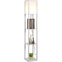 NiceGoodz Vloerlamp - Staande lamp - Stalamp - Met opbergruimte - 26L x 26B x 160H cm - Wit