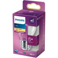 Philips lamp - Kogellamp met E27 fitting - Warmwit licht: 2700K - 15W - Helder glas