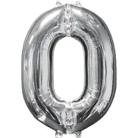 Amscan Bal nummer 0 - 51 x 66 cm - Zilver