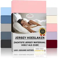 Double Jersey Silky Jersey Zijdezachte Jersey Hoeslaken Strijkvrij 100% Gekamd Katoen - 90x200+30 cm Roze