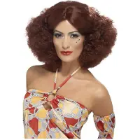 Smiffys 70's afro auburn pruik (Bruin)