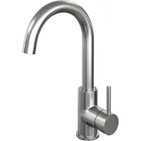 Brauer Wastafelmengkraan Brushed Edition Coldstart Opbouw Hoog Gebogen Ronde Hendel Geborsteld RVS PVD