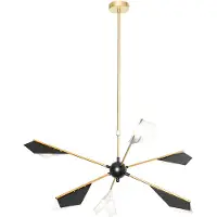 QAZQA Design hanglamp zwart met goud 6-lichts - Sinem