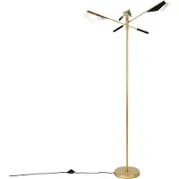 QAZQA Design vloerlamp zwart met goud 3-lichts - Sinem