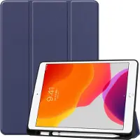 Mobigear Tri-Fold Pencilholder Bookcase voor Apple iPad 7 (2019) - Donkerblauw