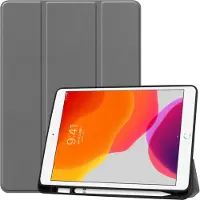 Mobigear Tri-Fold Pencilholder Bookcase voor Apple iPad 7 (2019) - Grijs