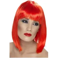 Smiffy Pruik Glam neon rood