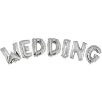 Funny fashion Ballonset 38cm Wedding met lint Zilver (zilver)