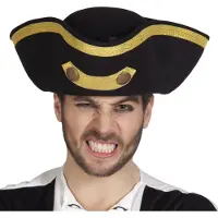 Boland Admiraals hoed Tricorne | Piraten (zwart en goud)