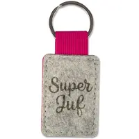 Miko Sleutelhanger - Juf | Vilt (grijs / pink)
