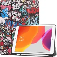 Mobigear Tri-Fold Pencilholder Bookcase voor Apple iPad 7 (2019) - grafitti