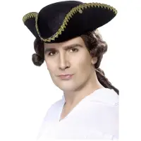 Smiffys Dick Turpin Tricorn Hoed, Zwart (Zwart)