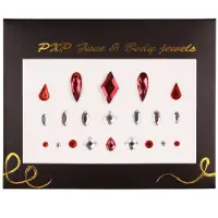 Pxp Gezichts steentjes large luxe r/w (rood, zilver/wit)