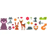 DOBENO Crearreda Muursticker Forest Animals Junior Vinyl 21 Stuks