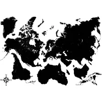Crearreda Muursticker Black World Map 47 X 67 Cm Zwart