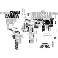 Crearreda Muursticker World Map 47 X 67 Cm Papier Grijs/zwart