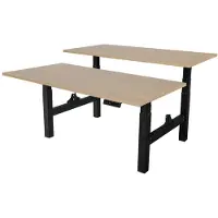 Ivol Elektrisch verstelbaar duo bureau - 180x80 cm - Two dual motor - Zwart / Eiken