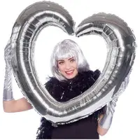 Folat Folieballon selfie hart zilver (zilver)