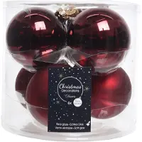 Ksd 6 kerstballen ossenbloed glans-mat 80 mm