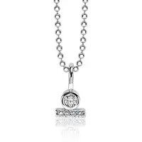 Zinzi zilveren hanger rond staafje wit ZIH1822 (zonder collier)