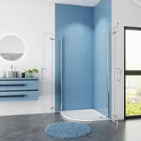 Sanexo Douchecabine Kwartrond Camellia 90X90X195 Draaideur Met Inklapbare Wand 6Mm Helder Glas Antikalk Chroom