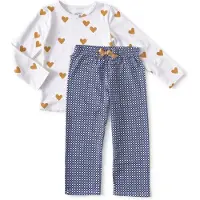 Little label pyjama van katoen wit/blauw/geel Meisjes Stretchkatoen Ronde hals - maat 134/140