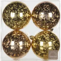 Christmas House 4st kerstballen goud in kunststof Ornament Ball Gold Champagne 4Pcs 8cm