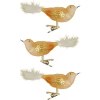 Krebs Decoratie vogels - 3x - goud - 11 cm - op clip - glas - kerstboomversiering