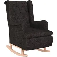 vidaXL Fauteuil met massief rubberwood schommelpoten stof zwart