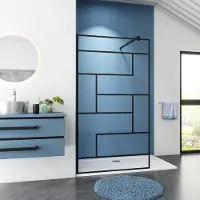 Sanexo Inloopdouche Acacia 120X200 8 Mm Helder Glas Zwarte Kaders Rechthoek Antikalk Mat Zwart