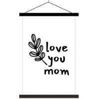 MuchoWow Moederdag cadeau met quote love you mom Wit met tak textielposter schoolplaat 40x60 cm - Foto print op textielposter (wanddecoratie woonkamer/slaapkamer)