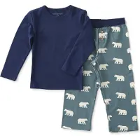 Little label pyjama met dierenprint van katoen blauw Jongens Stretchkatoen Ronde hals - maat 158/164