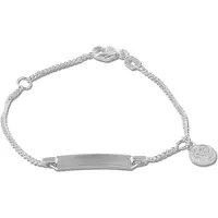 New Bling 9NB-0875 Zilveren Babyplaatbandje - Armband - Rechthoek - 18 x 4,5 mm - Hangertje - Levensboom - 6,3 mm Doorsnee - Gourmette - 1,7 mm - 12 + 2 cm - Rhodium - Zilver